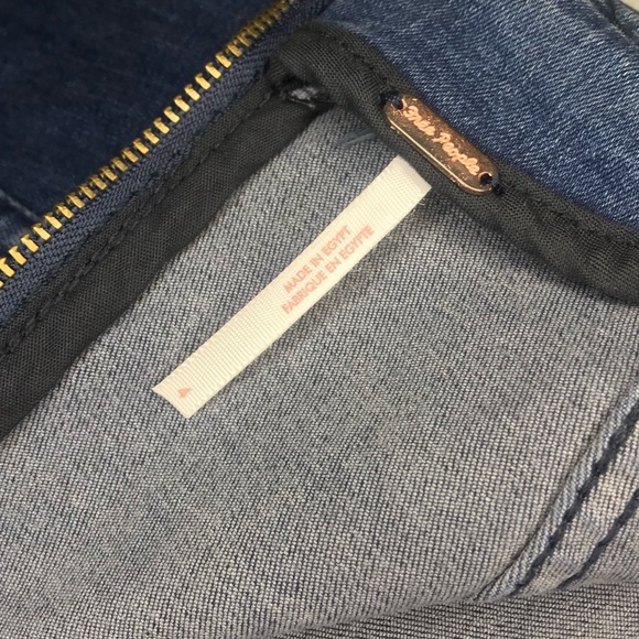 Free People stretchy dark blue denim mini paneled zipper skirt - Picture 12 of 13